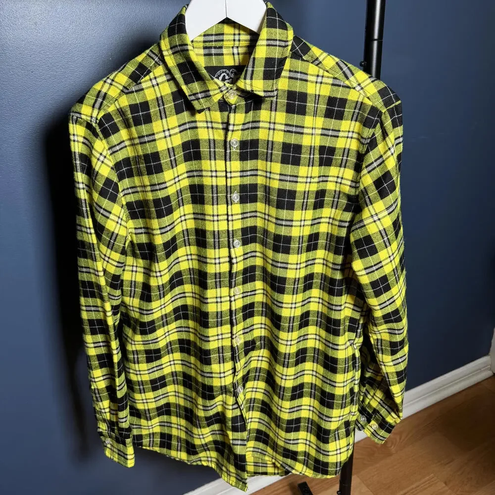Cakeworthy Stand Out World Tour ’95 Yellow Black Plaid Flannel Shirt S - Picture 5 of 8